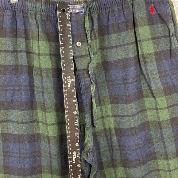 Polo Ralph Lauren Pants Mens XL Sleepwear Plaid Lounge Flannel Logo Green Blue - Picture 6 of 10